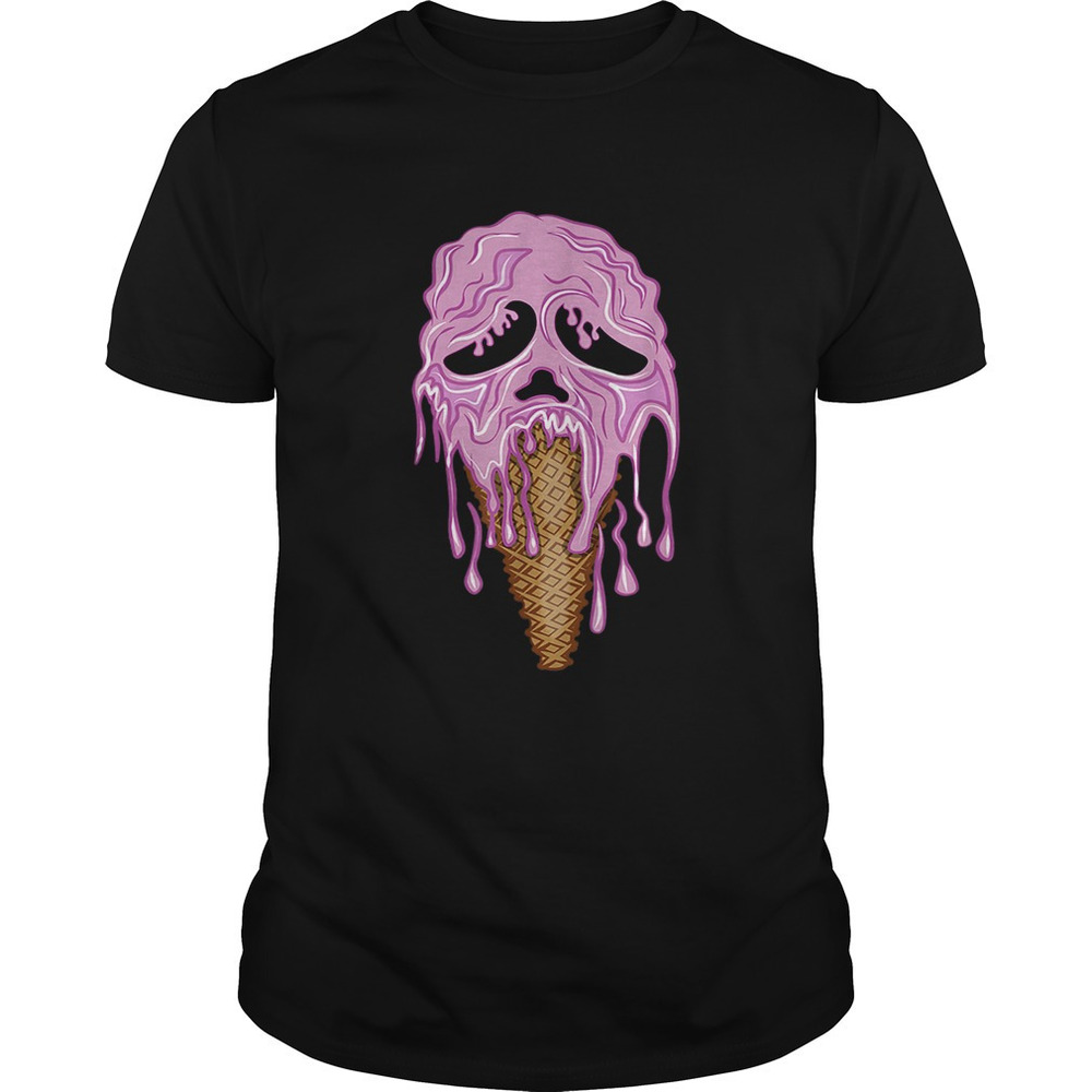 Ice Cream Melting Skeleton Scream Face Shirt